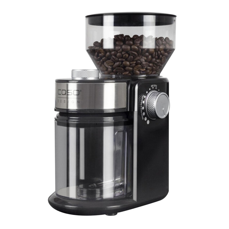 Кофемолка Caso Barista Crema, 150 Вт, 18 степеней помола, черный/металлик — фото 1