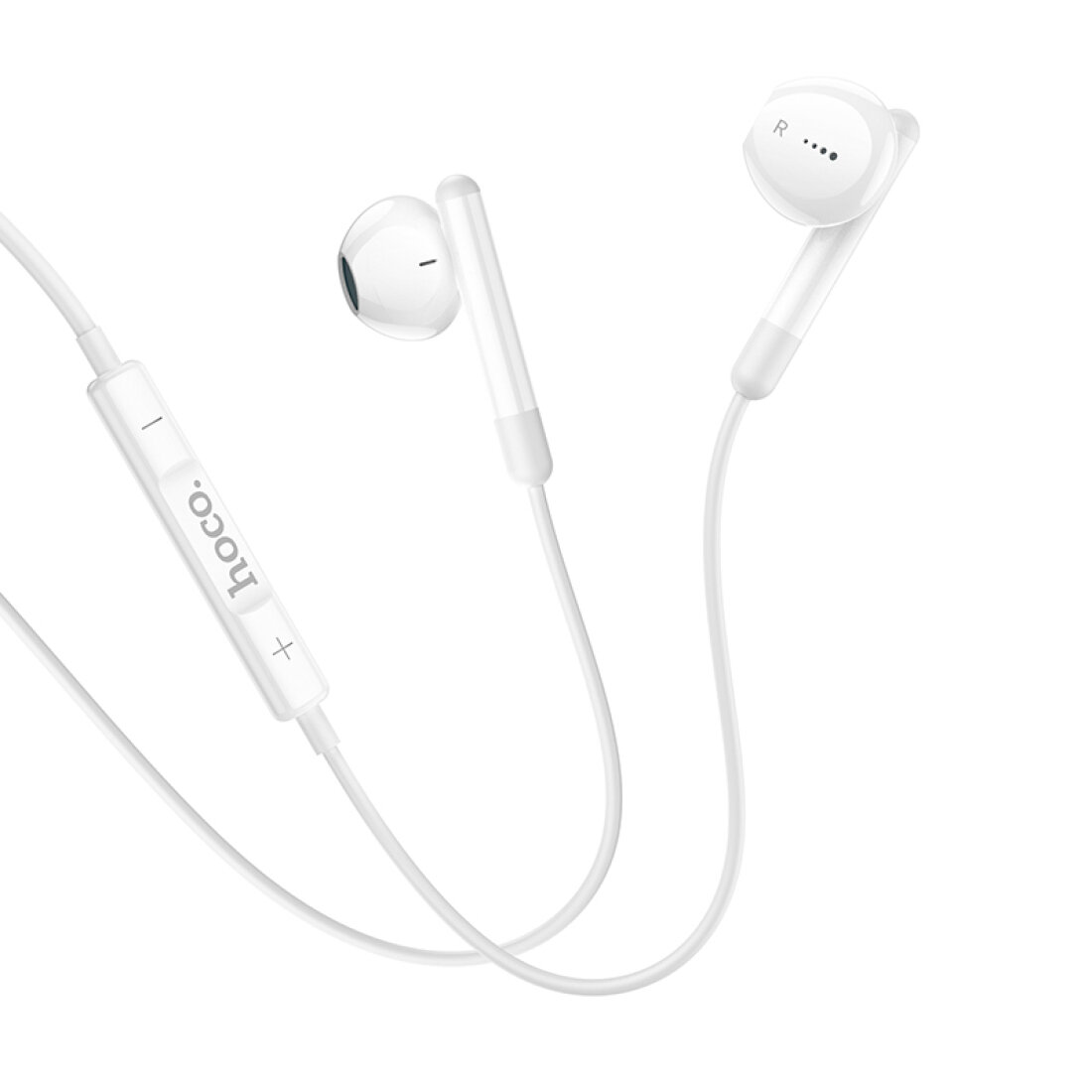 Проводные наушники M93, Wire control earphones with microphone, HOCO, белые