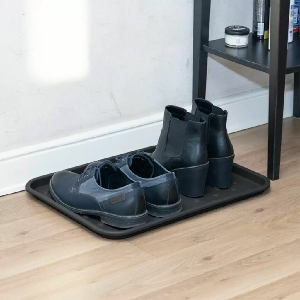 Подставка для обуви 37х48х2.5 см прямоугольная пластик графит однотонная Idea М 2281