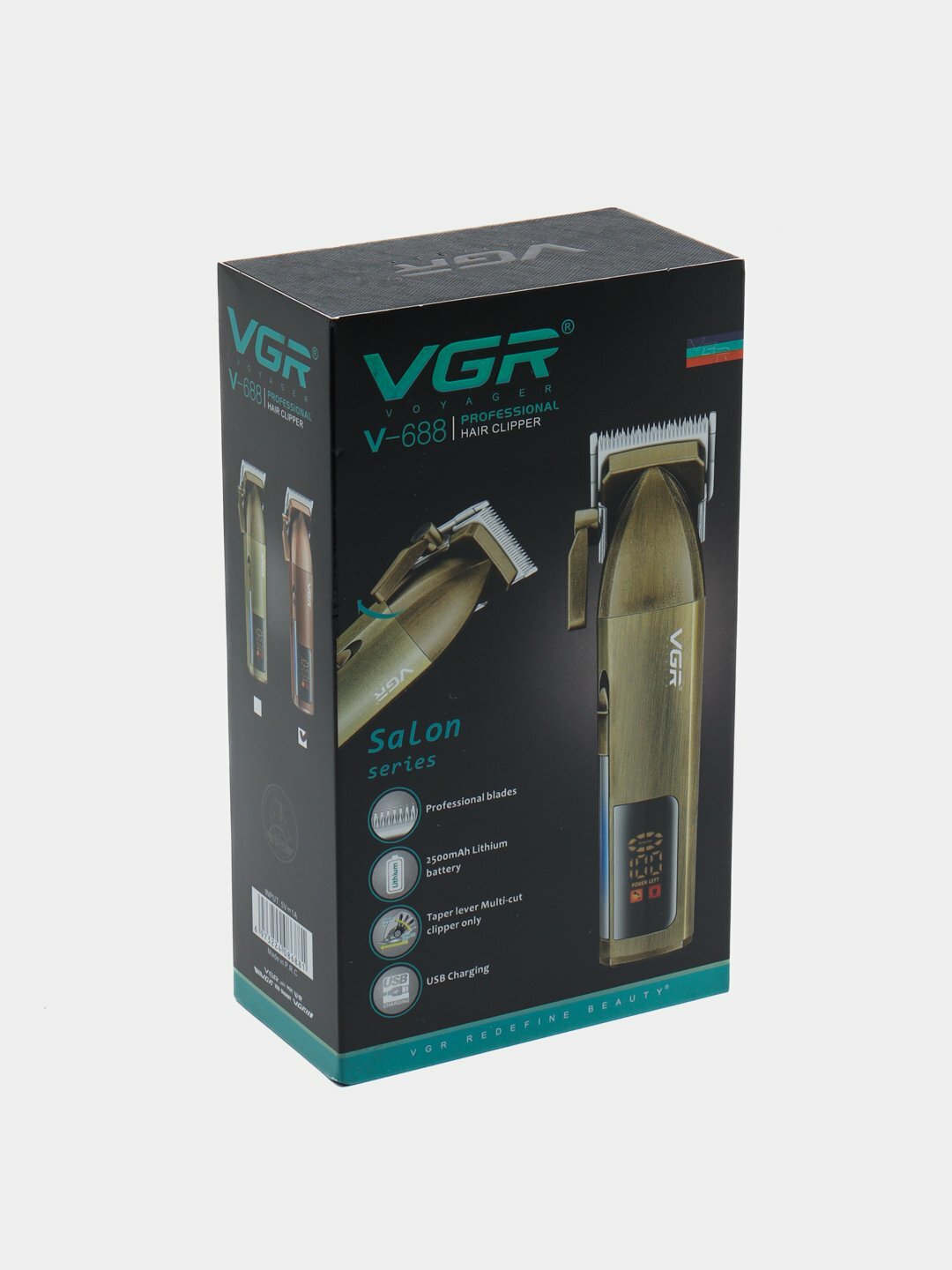 Триммер VGR V-688, для бороды, усов, носа, ушей, USB, 3 насадки