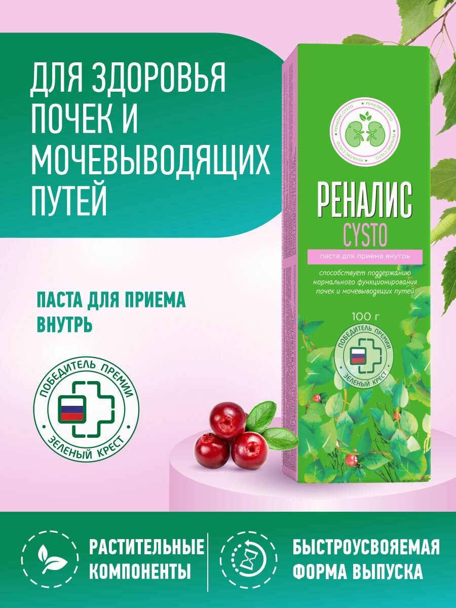 Средство для почек и мочевыводящих путей Реналис Cysto мочегонное паста для приема внутрь 100 мл