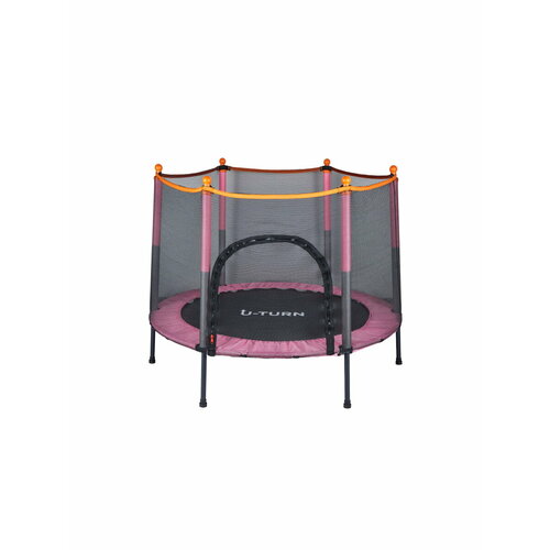 Батут детский 140 см, розовый цвет, максимальный вес 120 кг, с защитной сеткой (Арт. БСП-0280)
