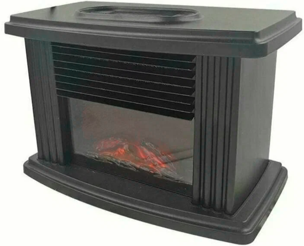 Домашний мини обогреватель Flame Heater чёрный с пультом. Камин электрический