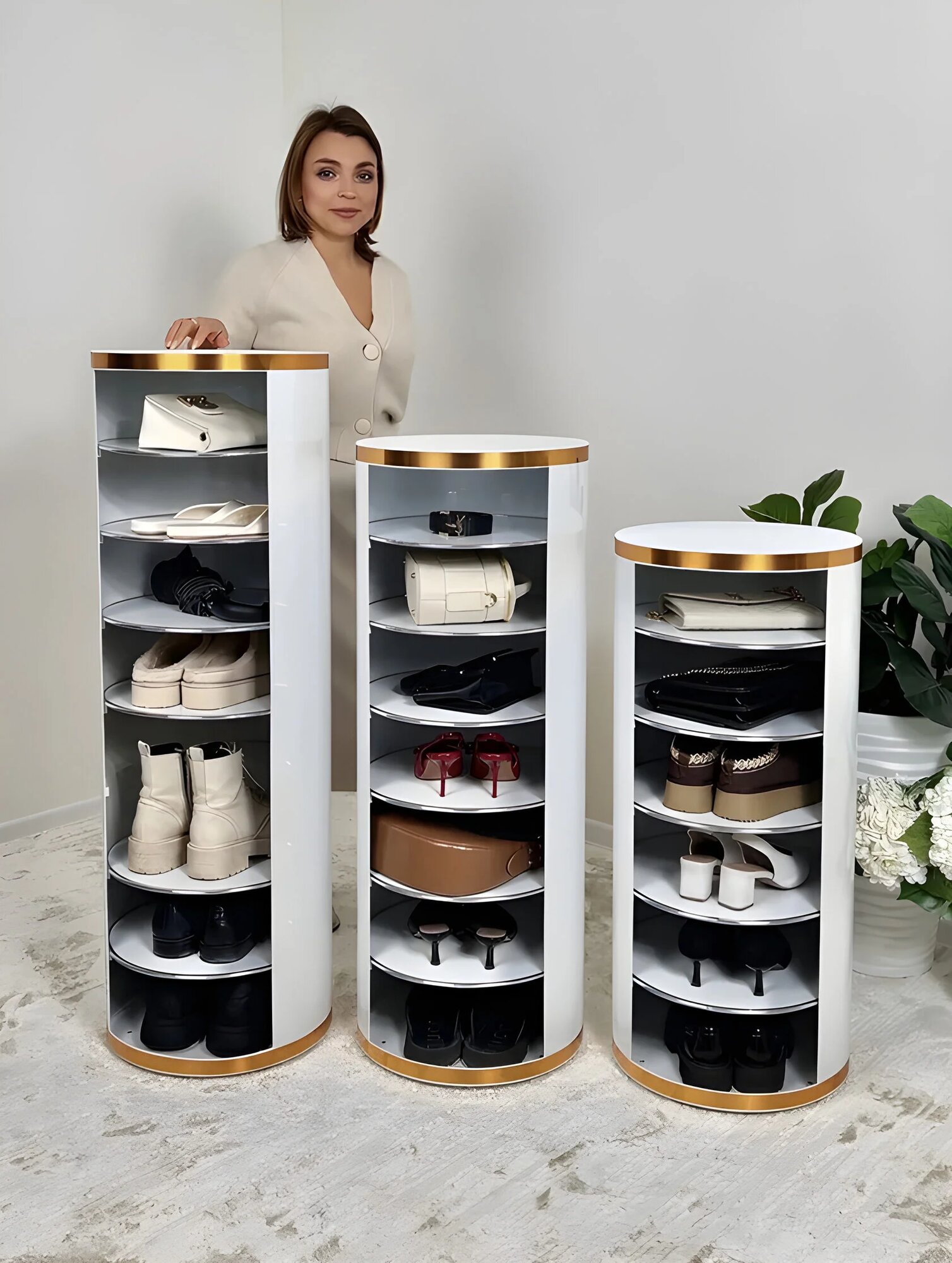 Дизайнерская обувница Tokyo с вращением 360 градусов, 120 см.