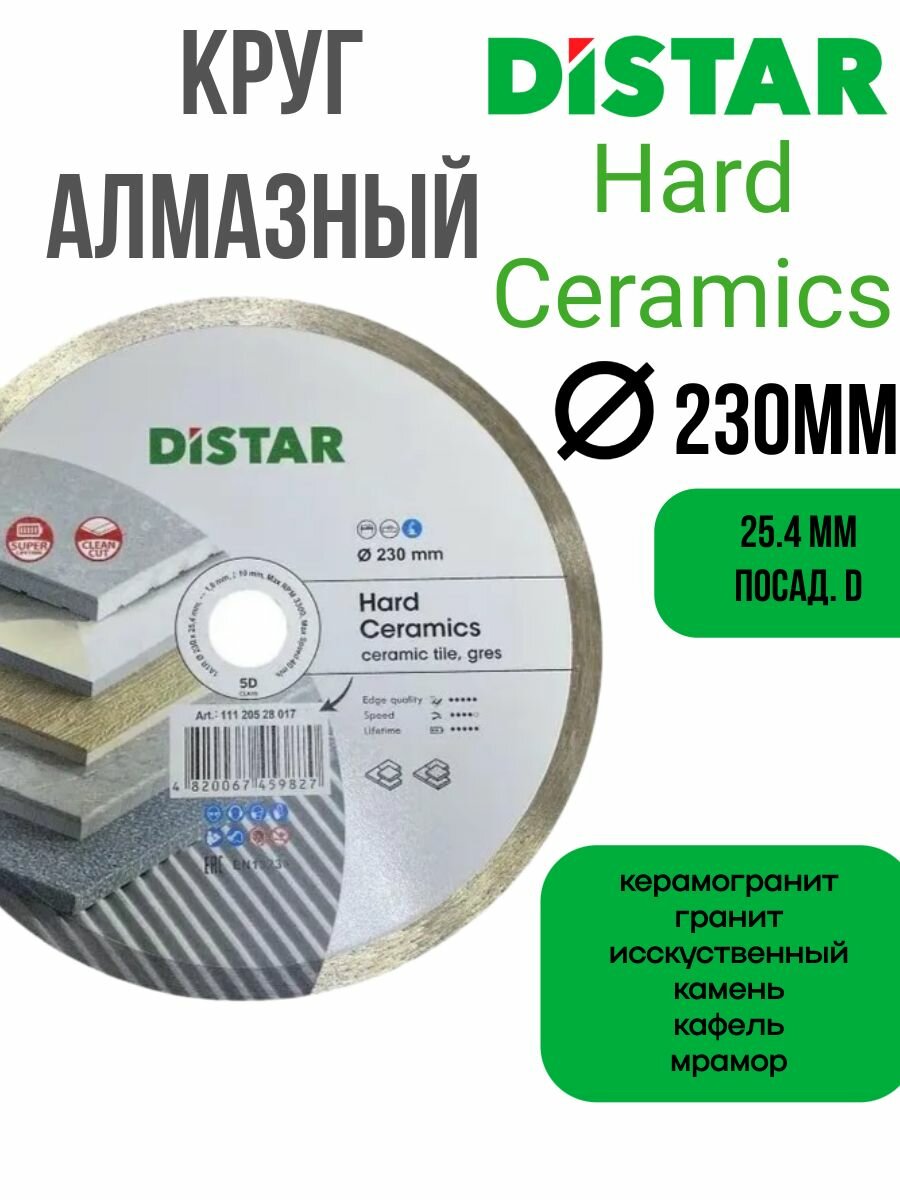 Круг алмазный DISTAR Hard Ceramics 230x254