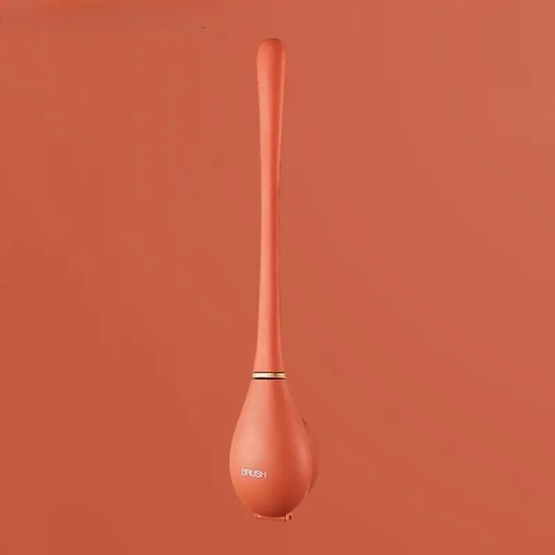 Ершик для унитаза с силиконовой щеткой в форме капли с автоматическим открыванием и закрыванием - оранжевая