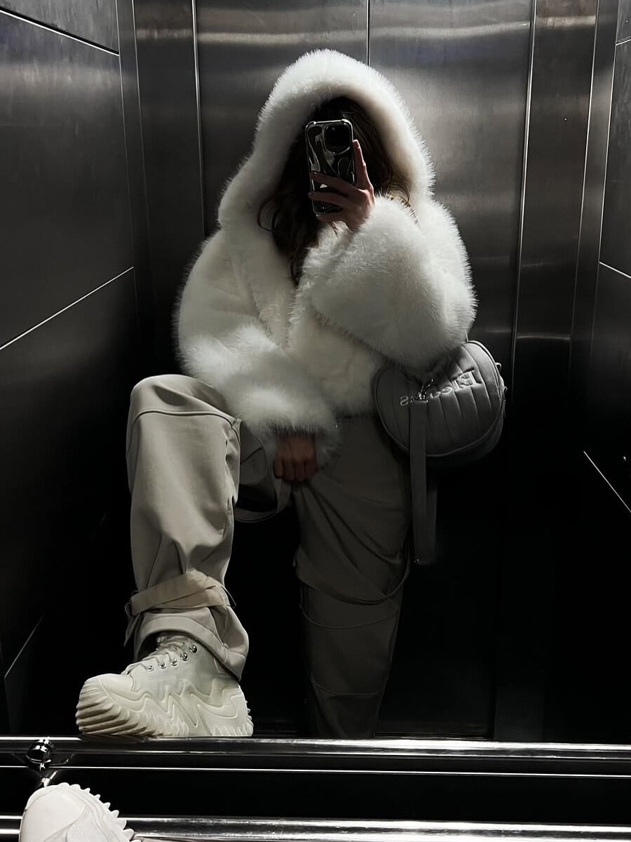 Шуба Короткая норковая шуба, размер S, white