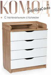 Комод пеленальный для новорожденных Bebizaro Famous New Oak Kanzas (ШхГхВ) 80х47х94 см