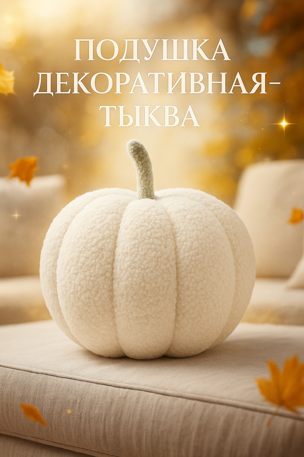 Подушка декоартивная Этель "Тыква" диаметр 28 см цвет белый