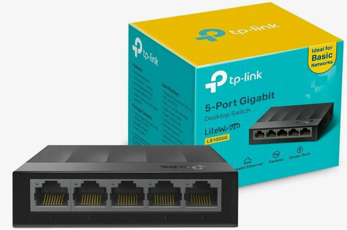 Сетевой маршрутизатор коммутатор концентратор хаб TP-link LS1005G 5портов 10/100/1000Mb