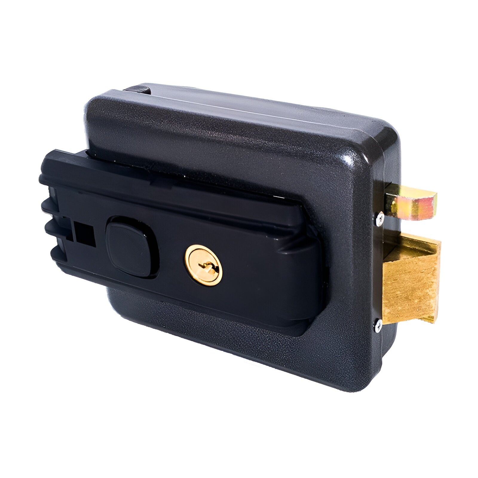 51N115 ISEO Замок электромеханический, накладной, универсальный, внутренний цилиндр, кнопка (дверь наружу)