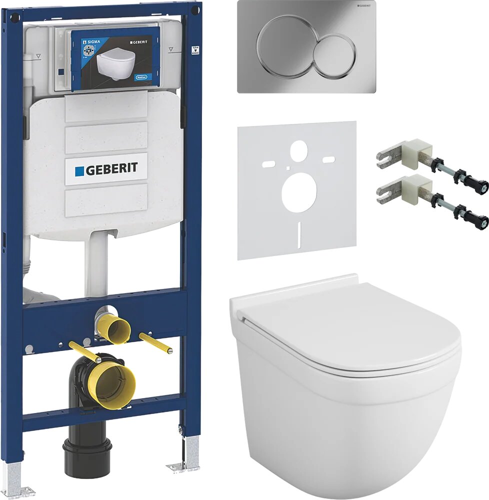 Комплект Унитаз подвесной Owl 1975 Eld TOWLT190101 безободковый / Инсталляция UP 320 111.300.00.5/ Кнопка хром Крепления к стене Шумоизоляция