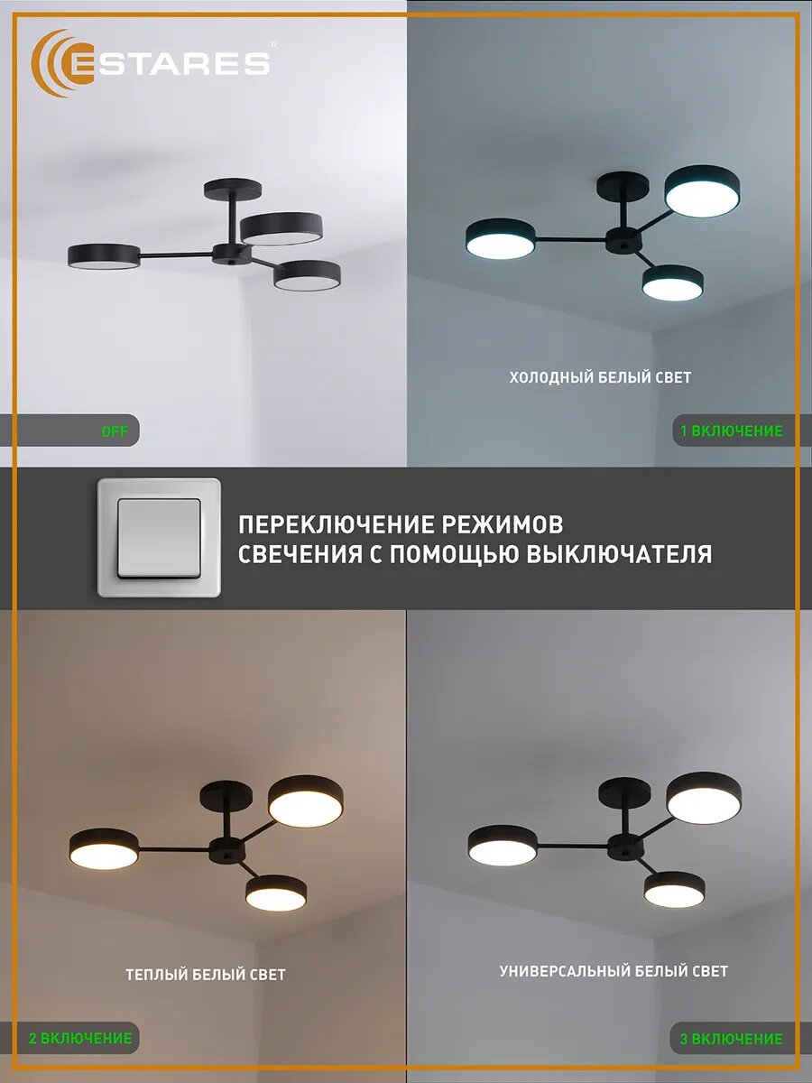 Управляемая светодиодная люстра MATEO 45W 3R-ON/OFF-686x165-BLACK/WHITE-220-IP20 — фото 1