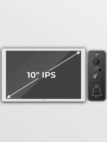 Изображение товара Комплект WiFi видеодомофон для квартиры: монитор 10" CTV-M5121 Q (W) + вызывная панель CTV-D4005 (G), для дома, офиса, Ai-детекция, функция видеорегистратор, подключение к подъездному домофону