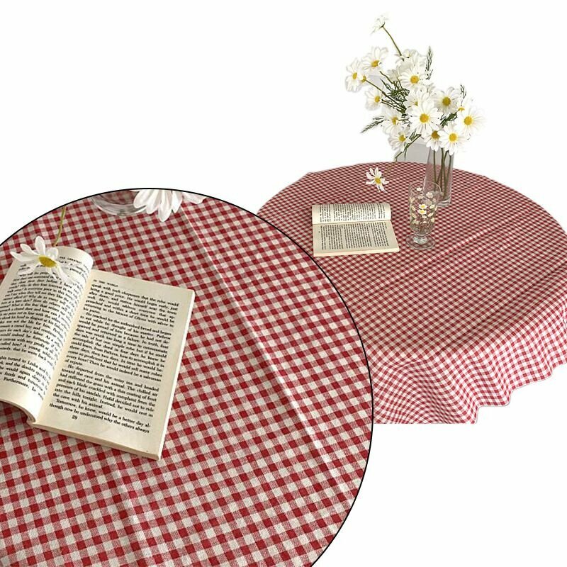 Вибрант инс корейский стиль клетчатая скатерть для уютного домашнего интерьера красный 150x150 см