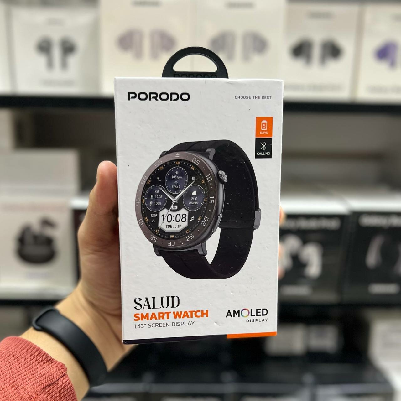 Смарт-часы Porodo Salud AMOLED, 1.43″, Bluetooth-звонки, мониторинг здоровья