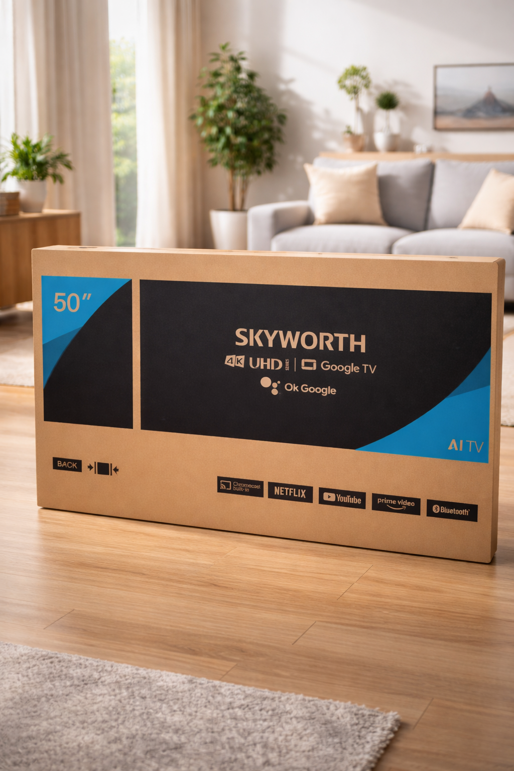 Телевизор Skyworth 50SUE9350 4K UHD Smart TV диагональ 50", голосовое управление + Кронштейен в подарок !