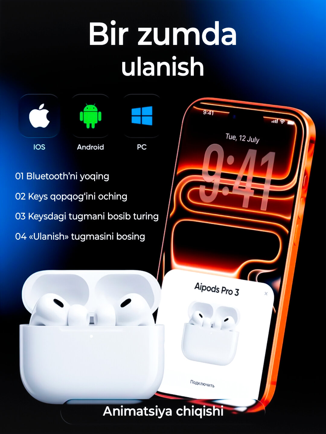 Наушники Savdo, беспроводные, ANC, 12 часов работы, Bluetooth 5.3