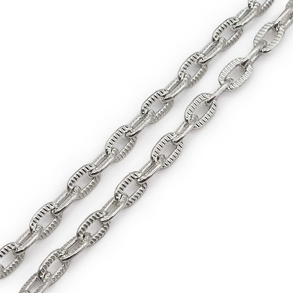 Цепь декоративная алюминиевая звено 83*5 мм бобина 10 м (никель) Айрис