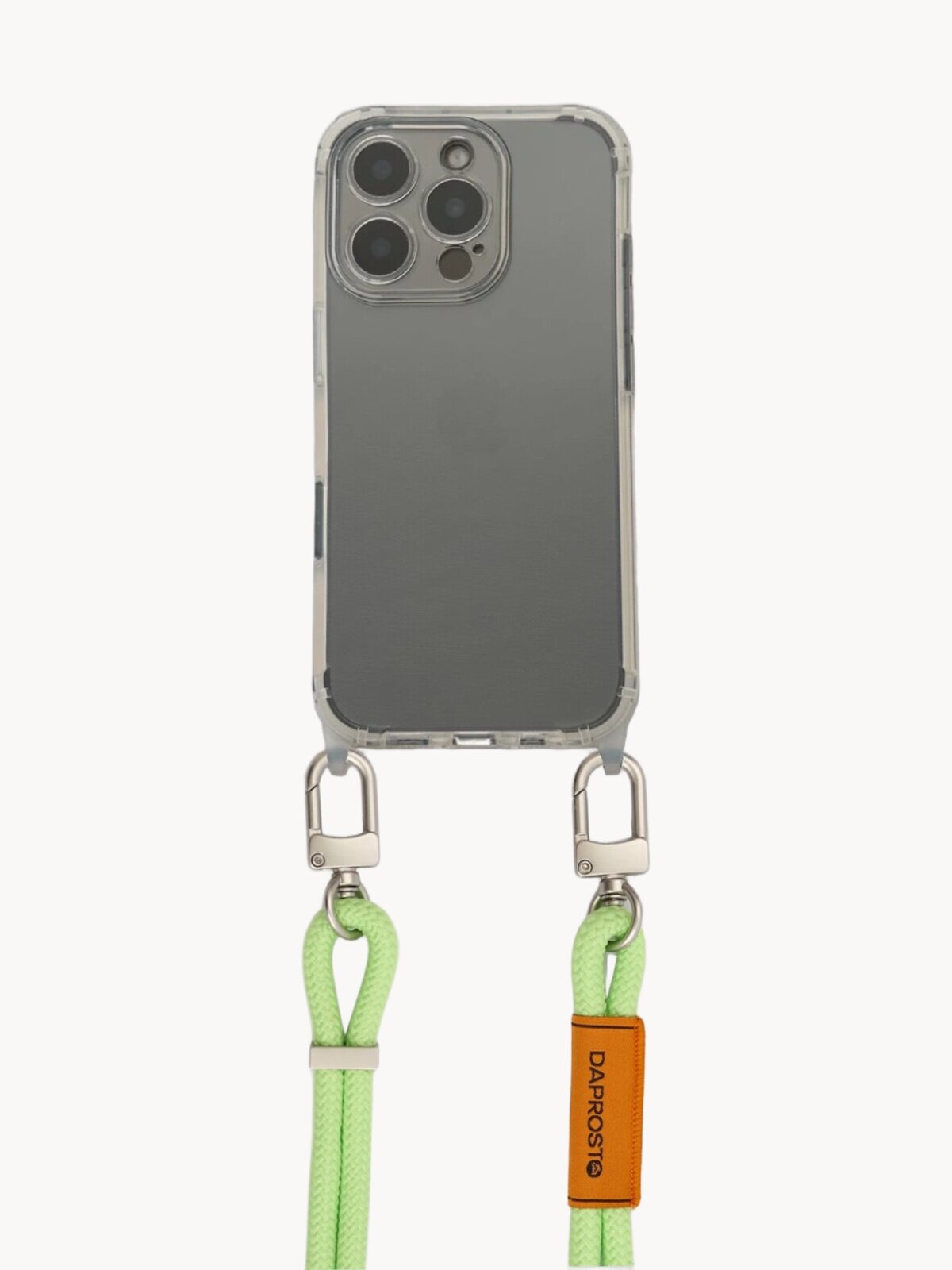 Чехол DAPROSTO для iPhone 16 Pro, прозрачный Transparent customizable чехол с креплением для шнурка (без шнурка)