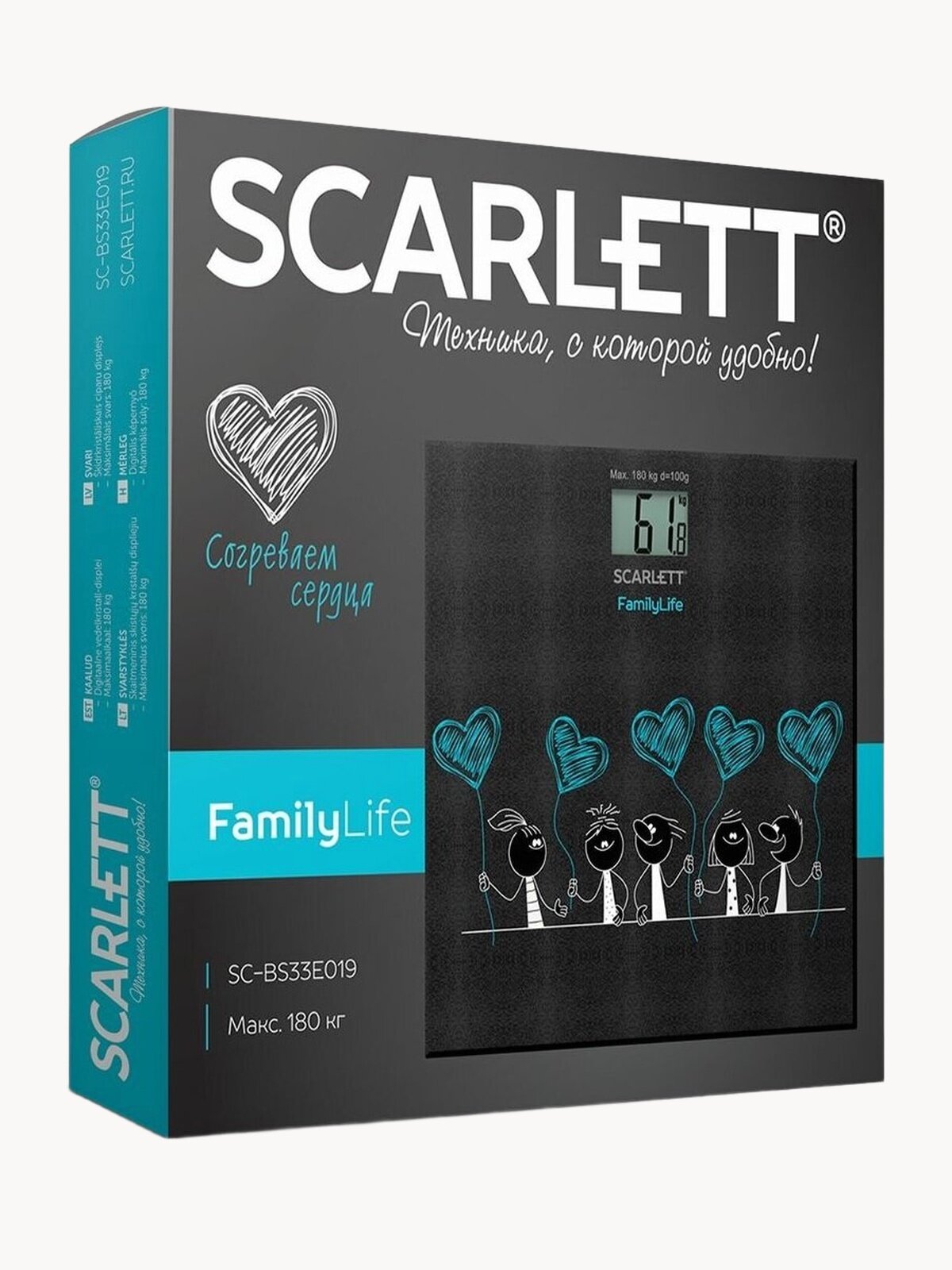 Весы напольные Scarlett SC-BS33E019 точность 50 г , батарейки в комплекте