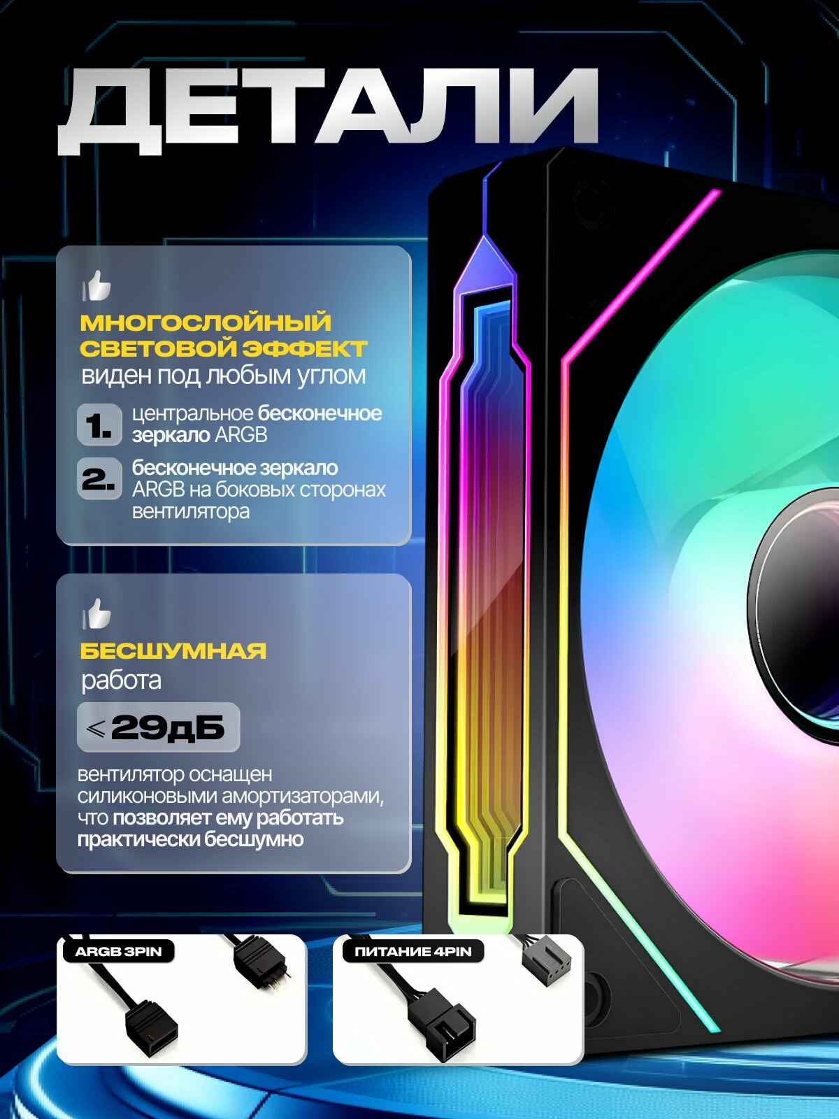 2шт. Вдув Корпусный вентилятор ARGB 120 мм PRISM 4PRO Черный Реверс — фото 1