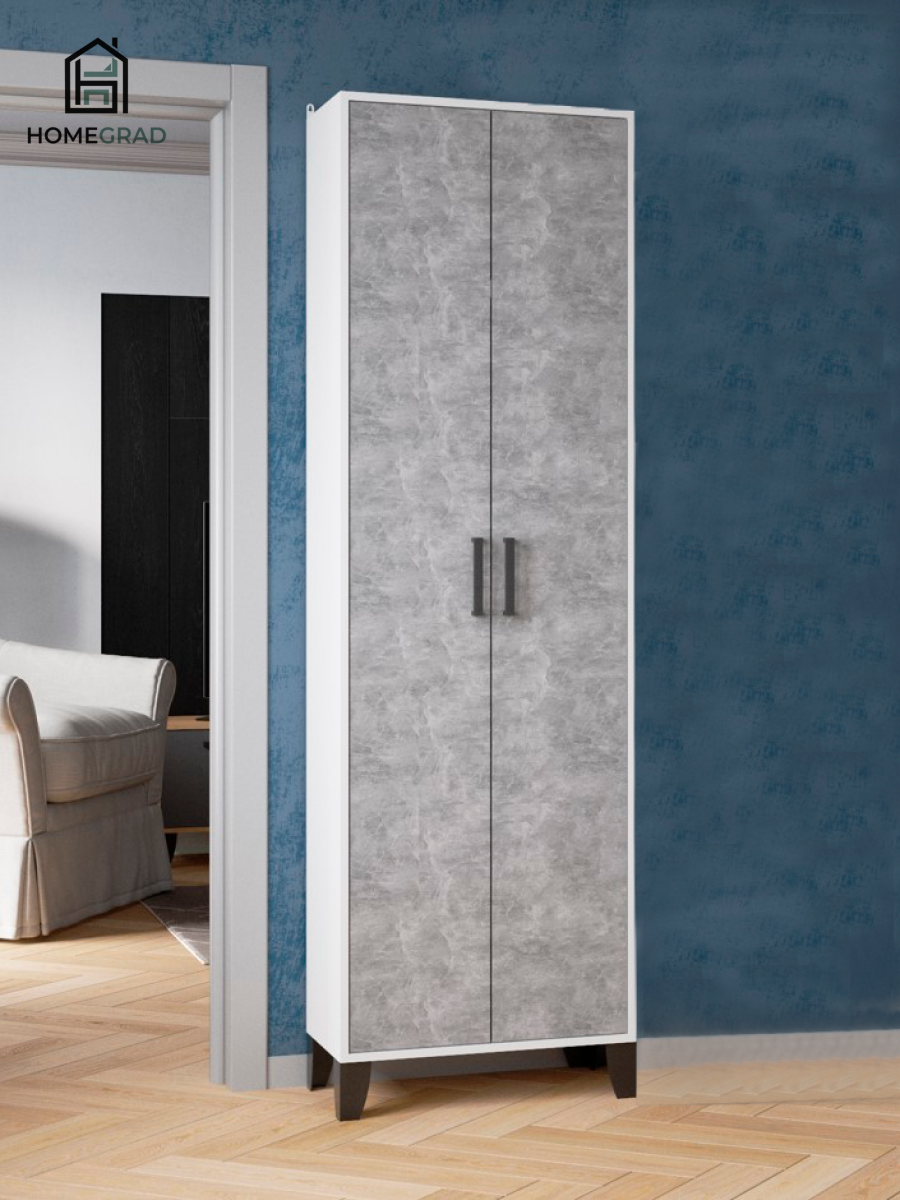 Платяной шкаф для одежды Vitra, 200х60х34 см, Белый/Ателье светлый, HomeGrad