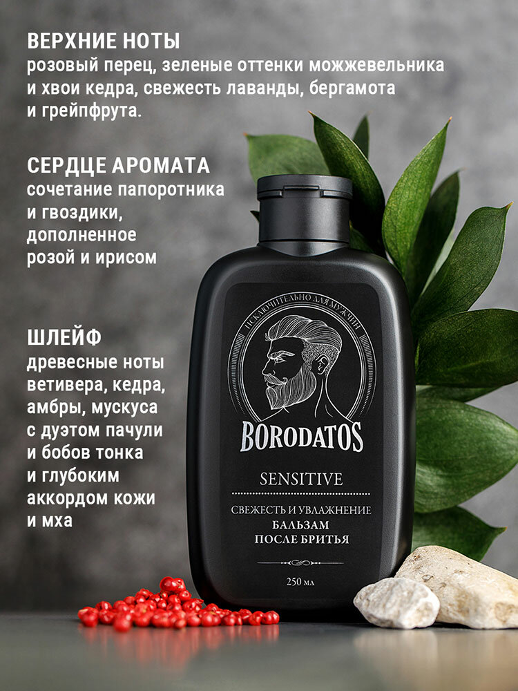 Бальзамы После Бритья Borodatos Бальзам после бритья мужской "ветивер и перец" SENSITIVE, 250 мл