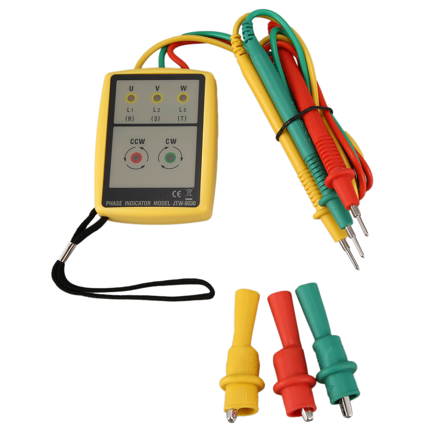 JTW-8030 Портативный 3-фазный измеритель последовательности, мультиметр, тестер вращения, индикатор фаз, детектор, светодиодный зуммер
