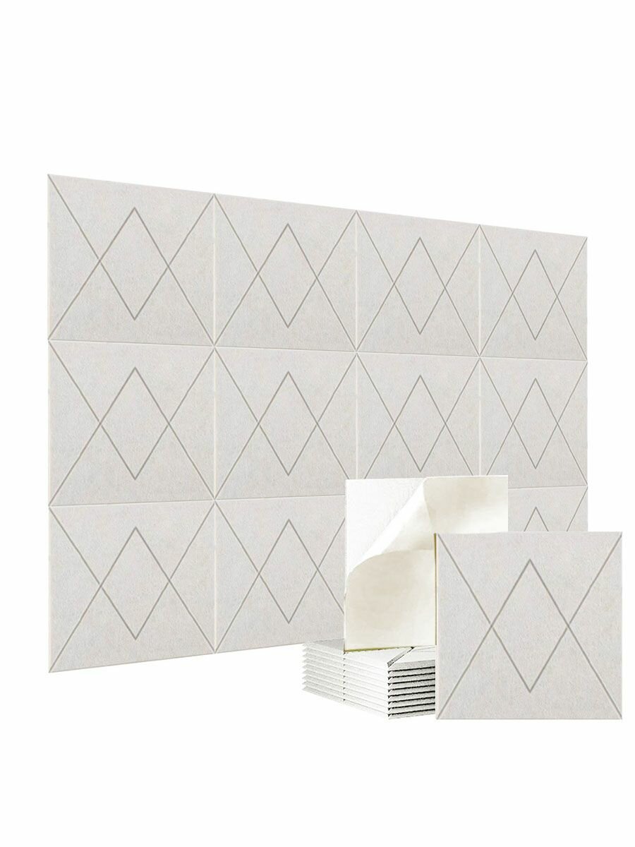 BEIYIN 48 шт. Звукопоглощающая плита из полиэстера материал 30x30x0.9cm самоклеющийся акустический Панель