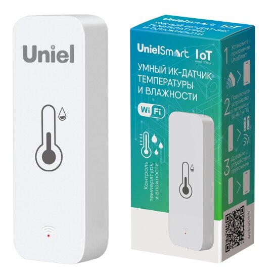 Uniel Умный ИК-датчик температуры и влажности Wi-Fi+Bluetooth USN-A500 TS/WF WHITE
