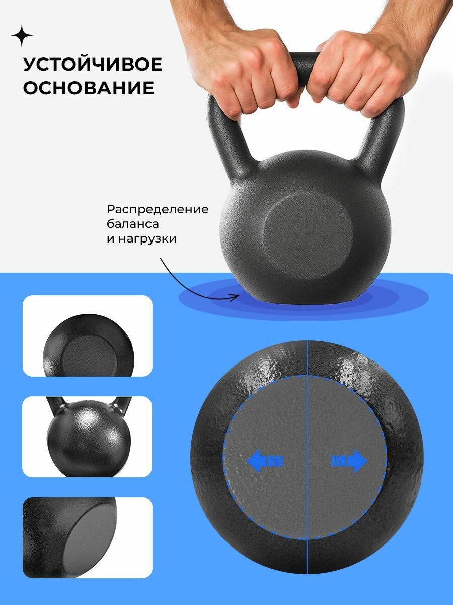 Гиря 12 кг чугунная PROIRON для фитнеса, молотковое покрытие — фото 1