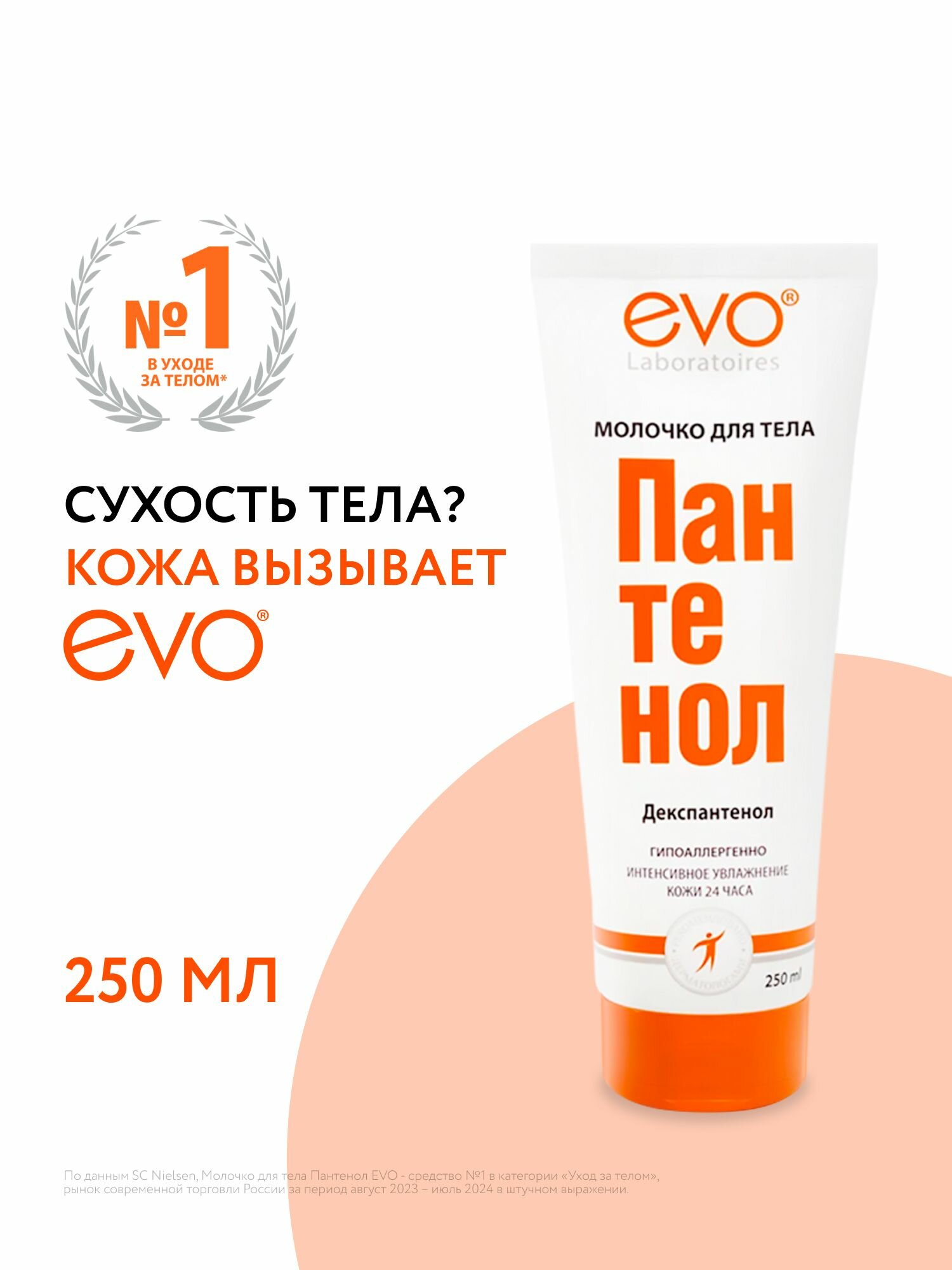EVO/ЭВО Пантенол молочко для тела для сухой и раздраженной кожи, 250 мл