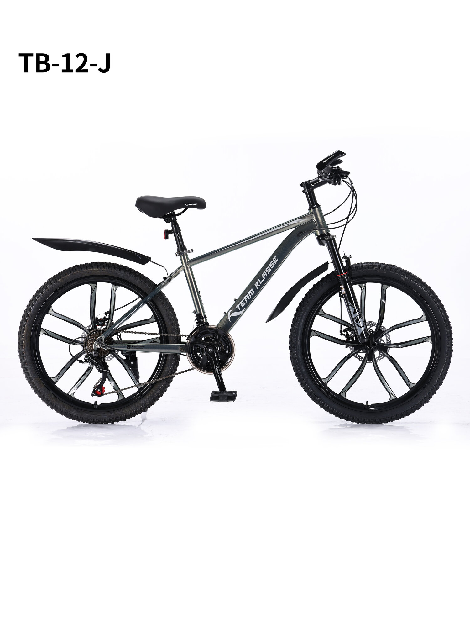 Велосипед Team Klasse TB-12-J, стальной, горный, 24 дюйма, 21 скорость, серый