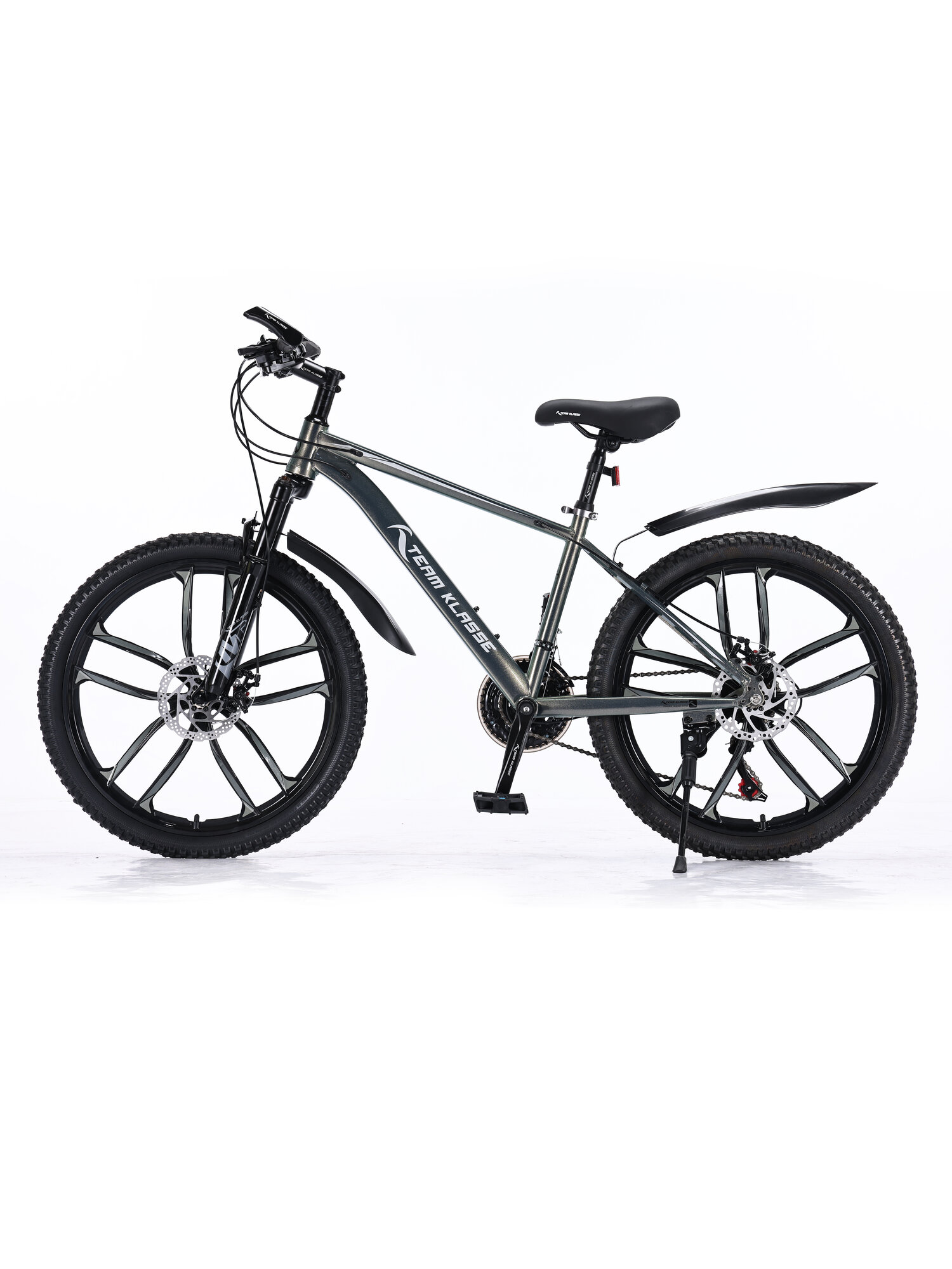 Велосипед Team Klasse TB-12-J, стальной, горный, 24 дюйма, 21 скорость, серый — фото 1