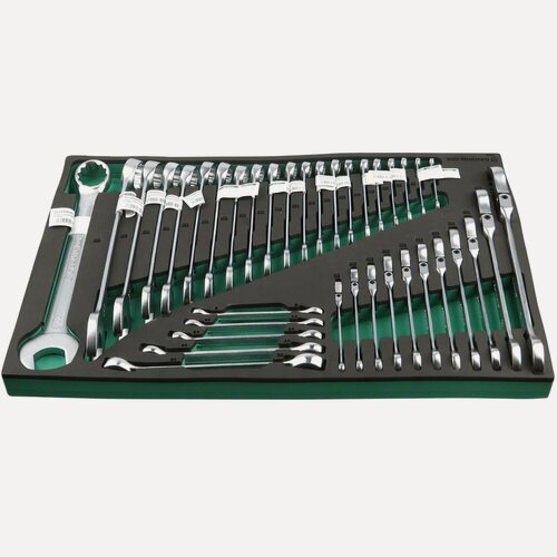 Изображение товара GARWIN PRO 646080 Набор ключей комбинированных 6-32 мм, трещоточных 8-24 мм и разрезных 8-22 мм, 37 пр. в ложементе EVA