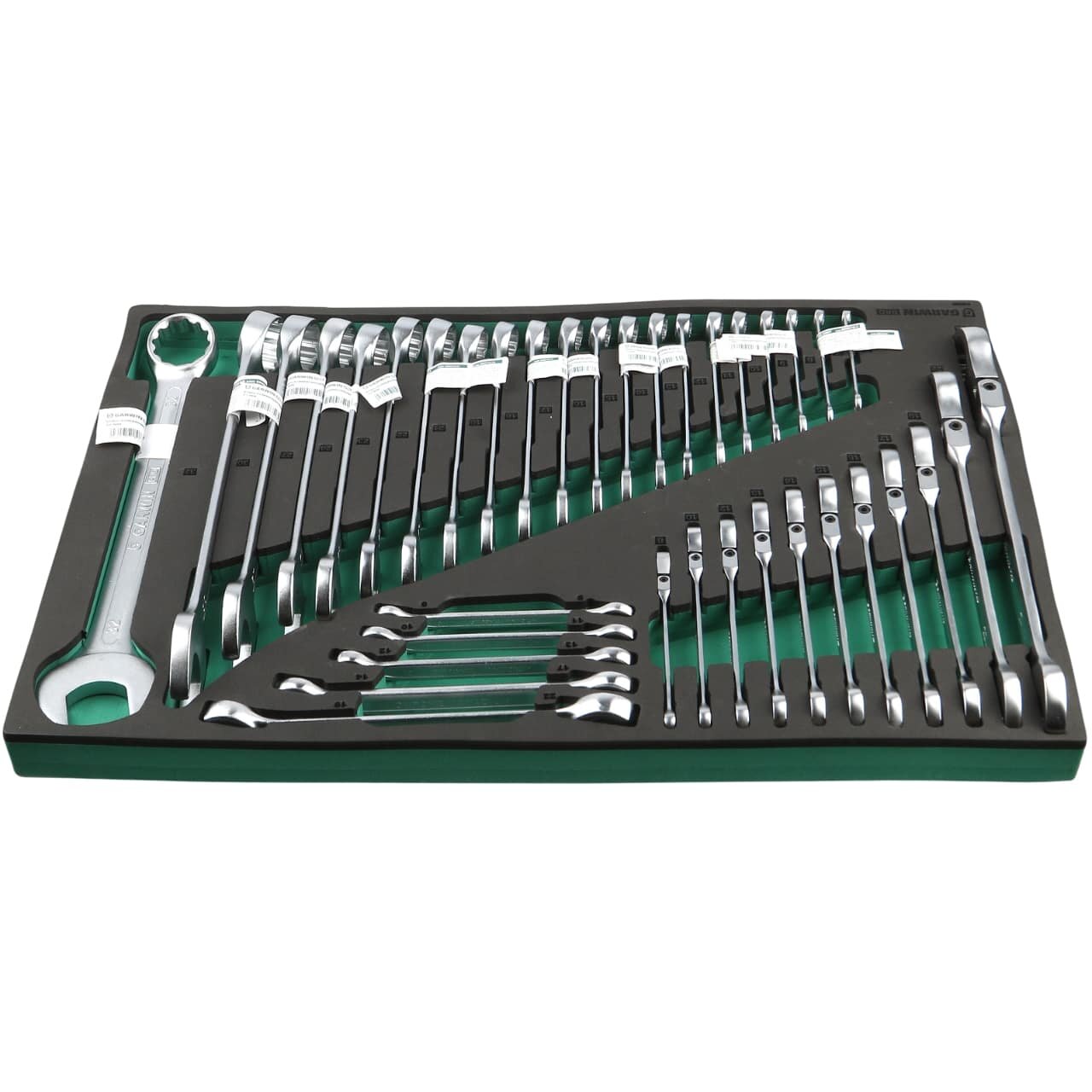 GARWIN PRO 646080 Набор ключей комбинированных 6-32 мм, трещоточных 8-24 мм и разрезных 8-22 мм, 37 пр. в ложементе EVA