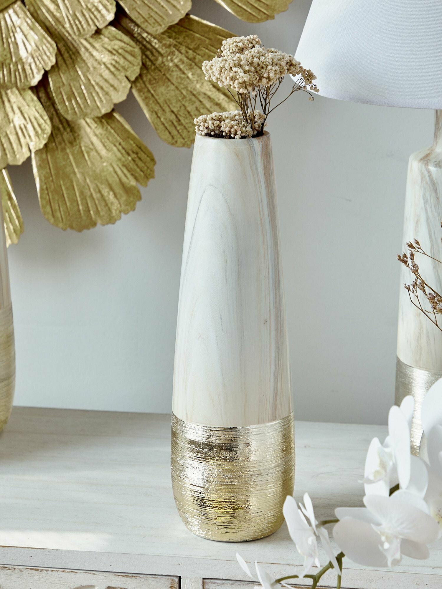 74-034 Ваза интерьерная, керамика, настольная 12х12х39см, Glasar