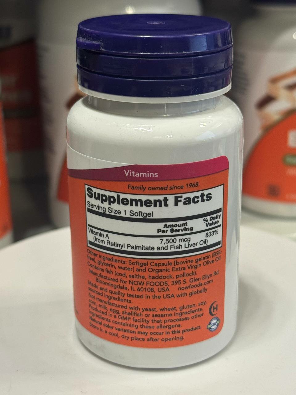 Картинки NOW Vitamin A 10 000 IU, Витамин A (форма ретинилпальмитата и концентрата рыбьего жира) – 10,000 мг, 100 гелевых капсул