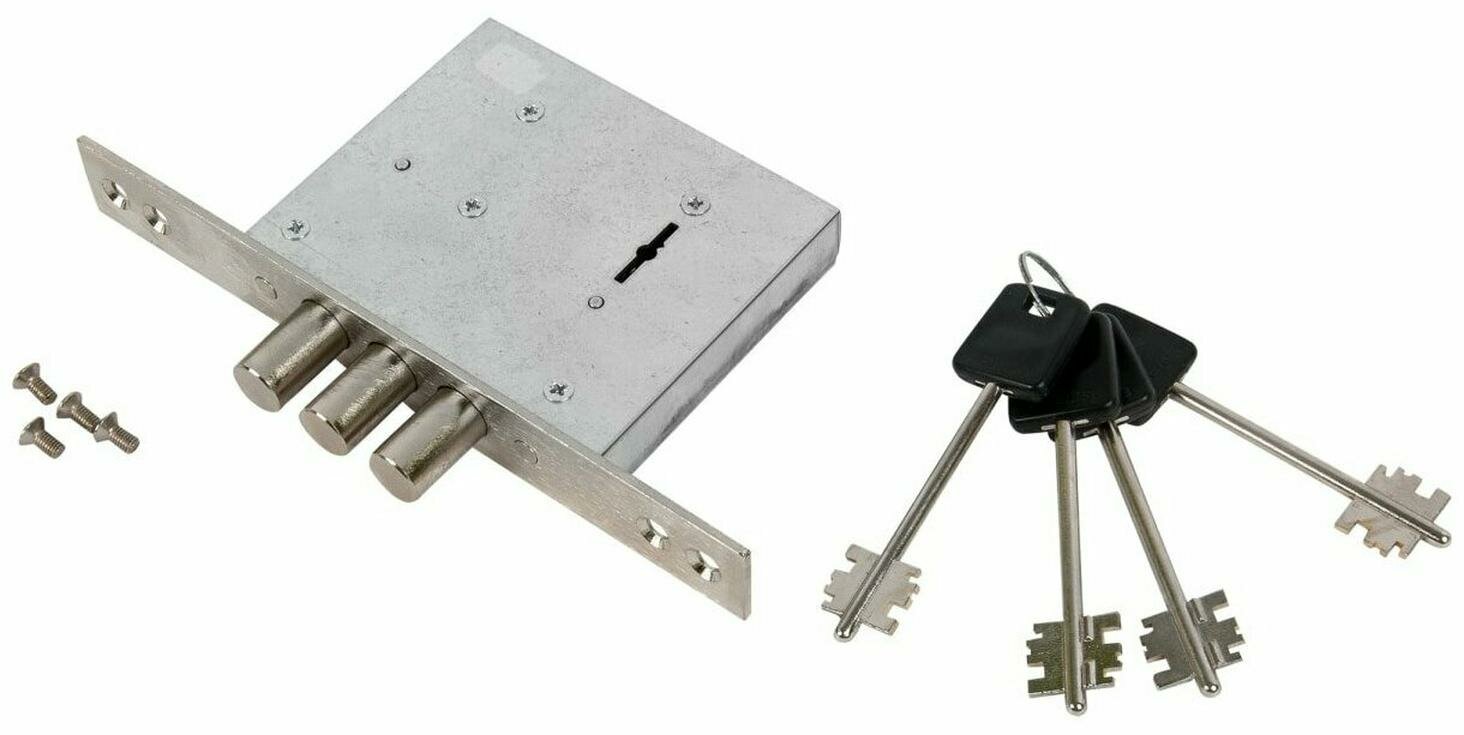 Врезной замок APECS Т-57/S8-ni, сувальдный, сталь, матовый никель