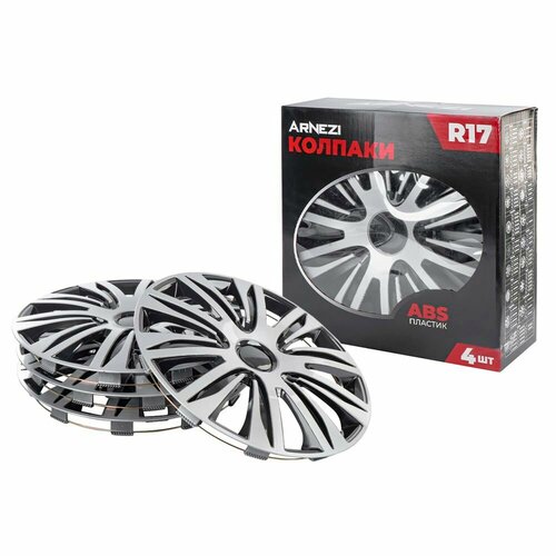 Колпаки на колеса R17 Р 17 4шт серебристо-черные колпаки на диски автомобиля ABS-пластик 10039₽