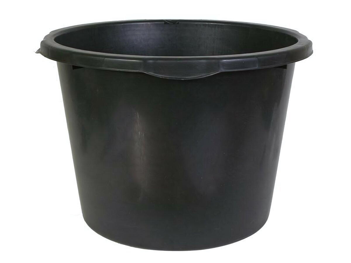 Контейнер строительный 60л черный пластик круглая форма с ручкой для переноски