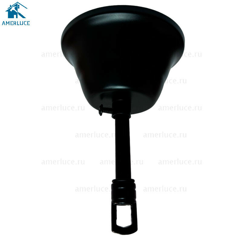 Чаша из стали для подвесных светильников и люстр на крюк в комплекте с трубкой и бугелями цвет чёрный диаметр 91 мм