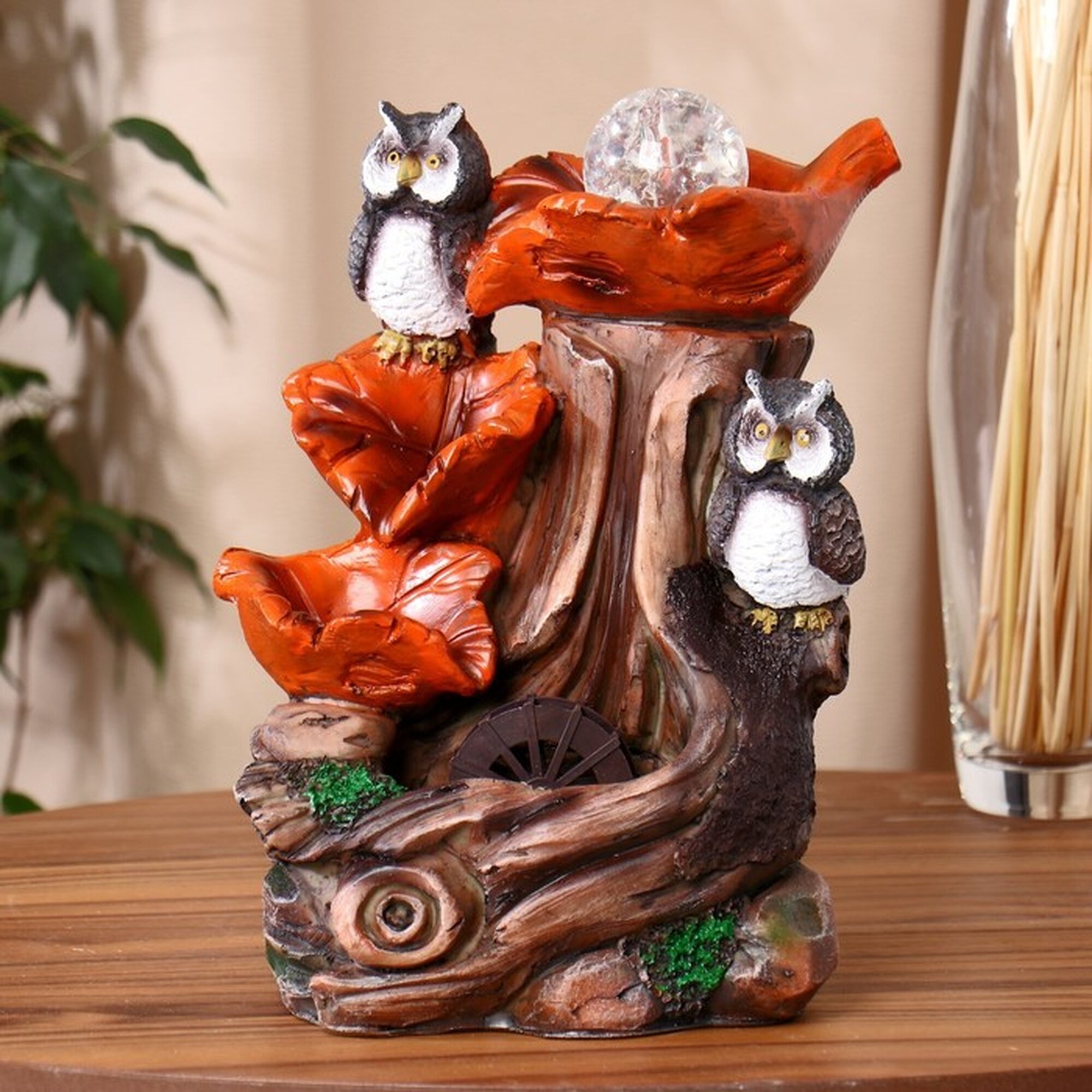 Фонтан Сима-ленд «Совушки» настольный с подсветкой 21x28 см