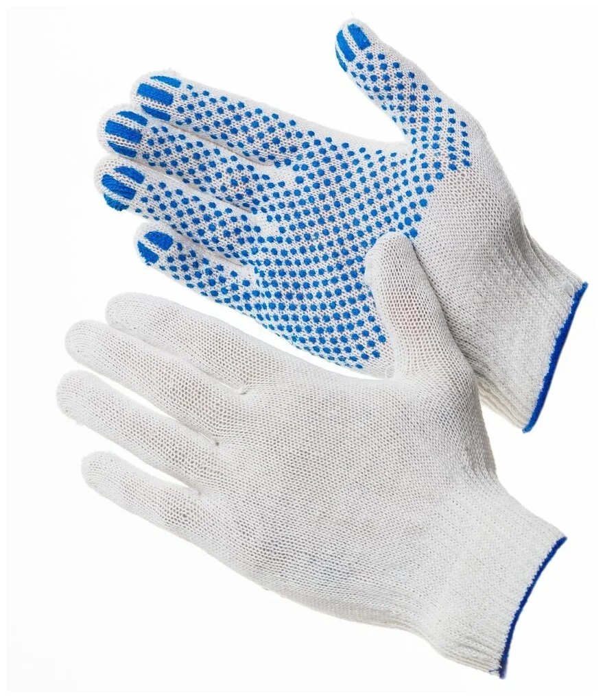 Перчатки строительные "Переезд Маркет" ХБ с ПВХ 5 нитей (Люкс) 50 пар в комплекте