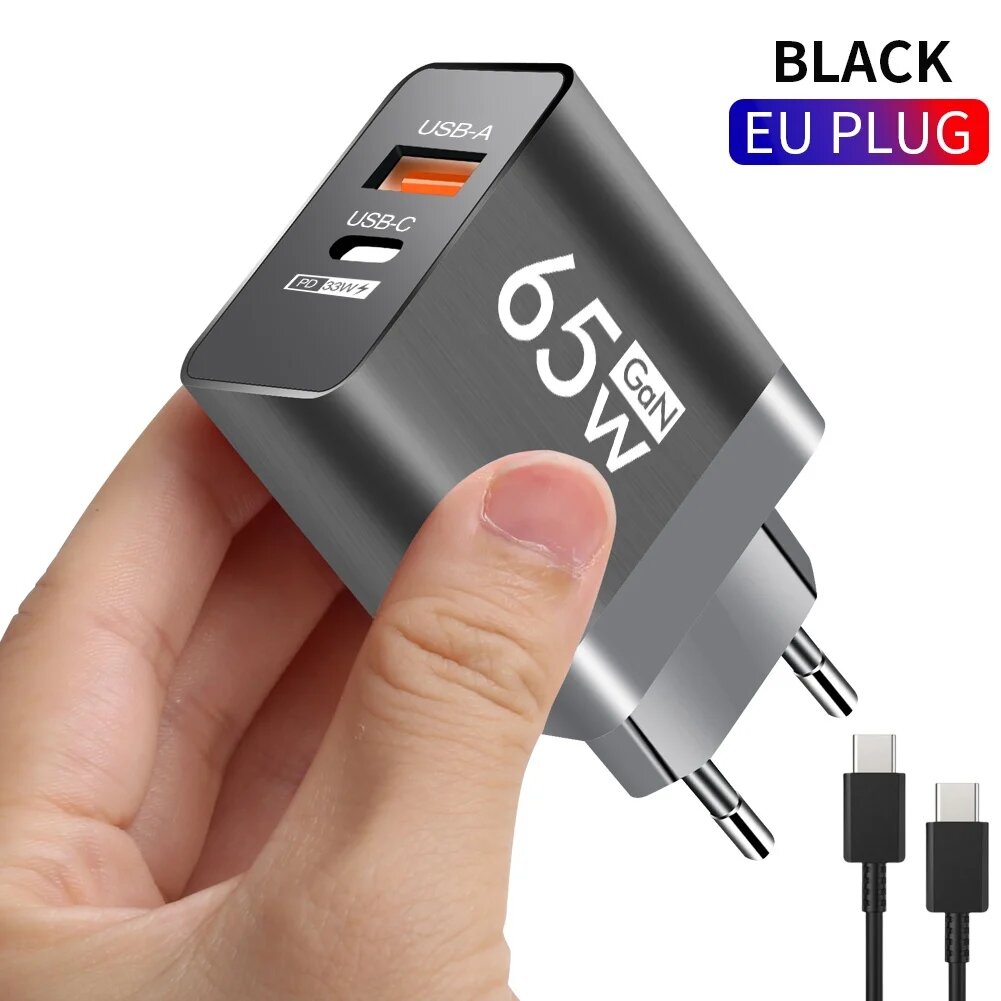 Зарядное устройство GaN  65 Вт  USB зарядное устройство для быстрой зарядки  зарядное устройство типа c  портативный настенный адаптер для Xiaomi iPhone  Samsung  аксессуары для сотовых телефонов