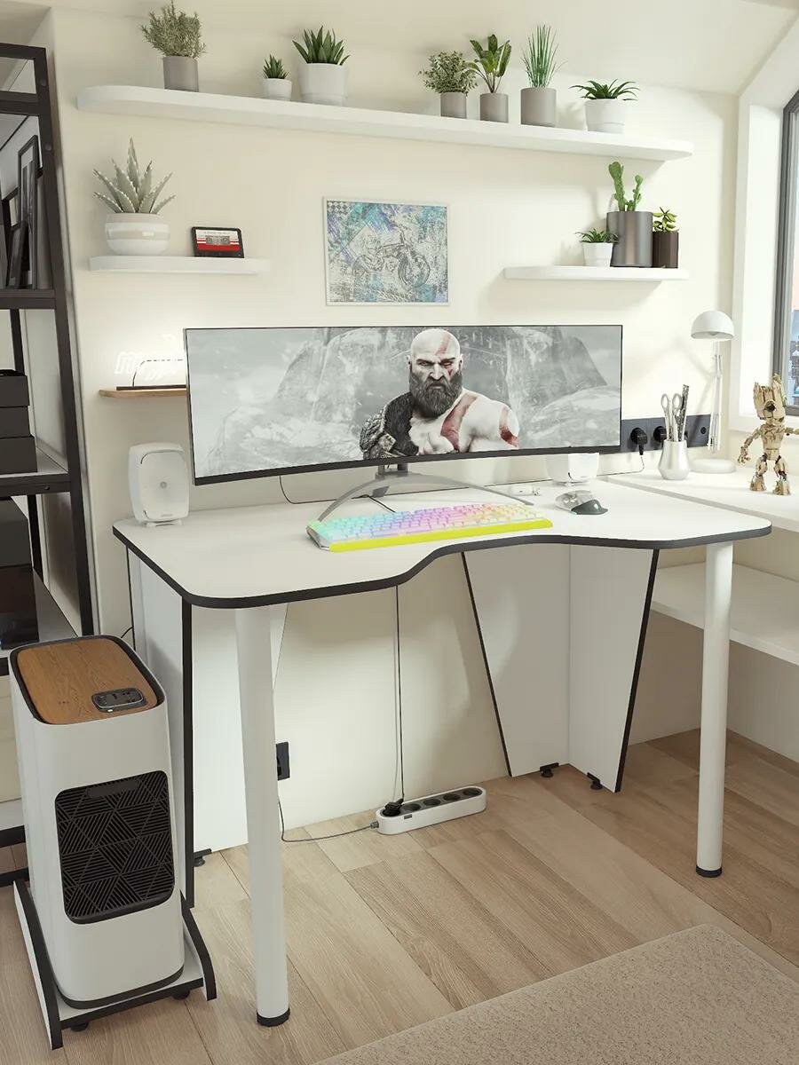 Геймерский компьютерный стол Xplace 110, Бело-черный