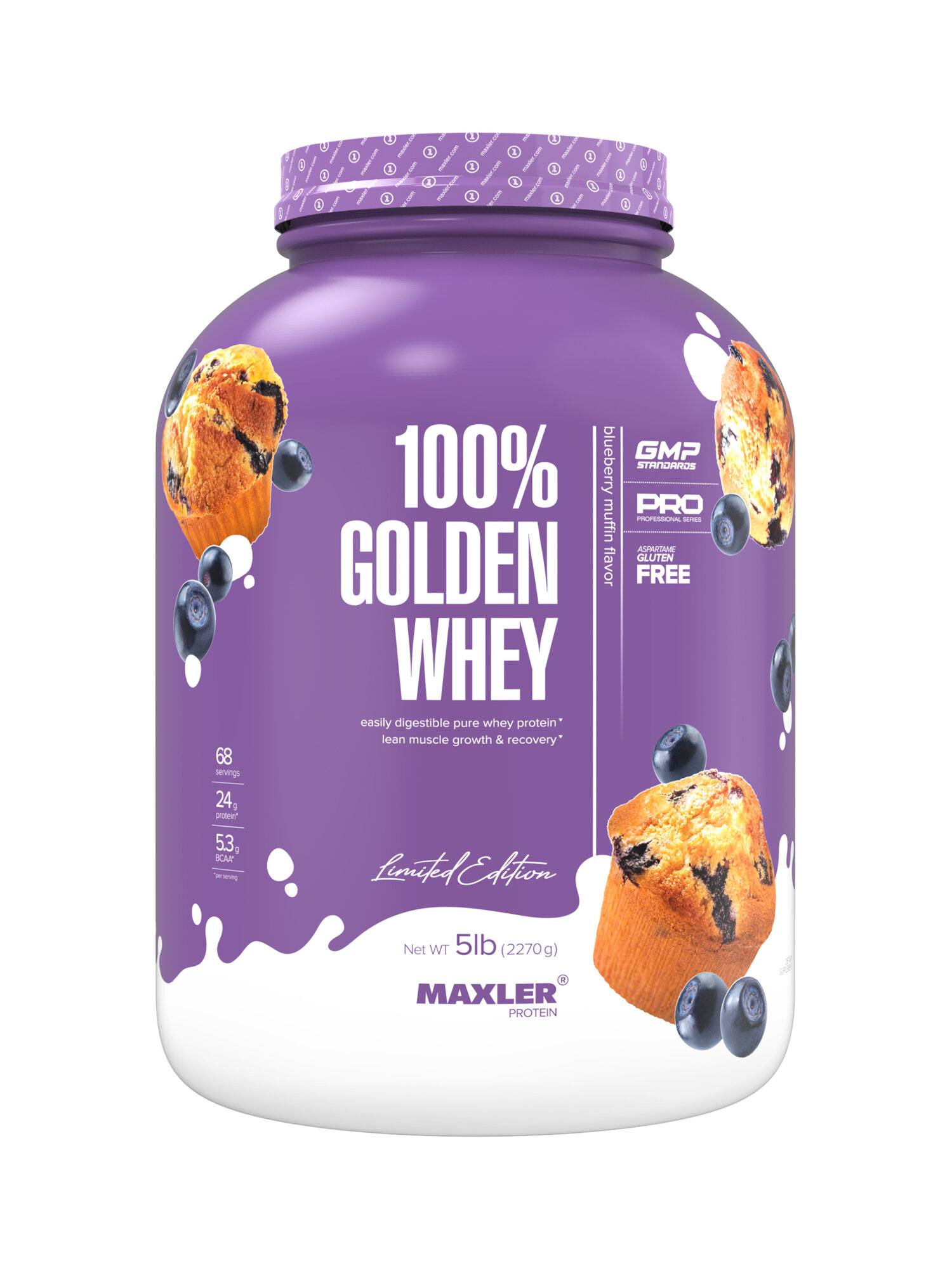 Протеин сывороточный Maxler 100% GOLDEN WHEY Pro 5 lb (2270 гр.) - Черничный Маффин