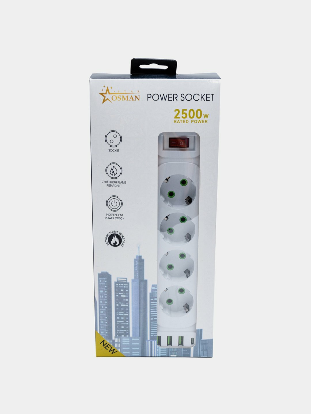 Удлинитель сетевой фильтр с предохранителем с USB 2 — фото 1