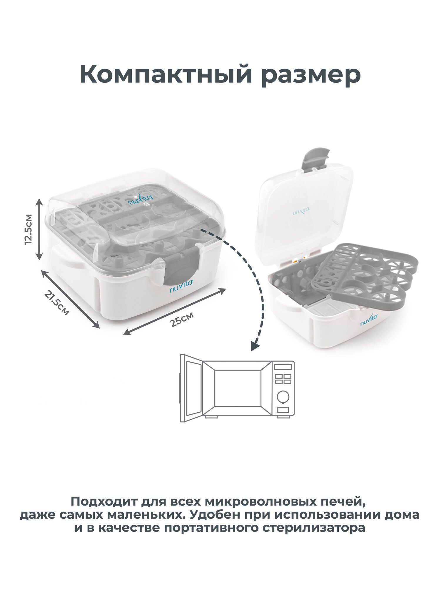 Изображение Стерилизатор бутылочек для микроволновой печи Nuvita Stericompact sterilizer